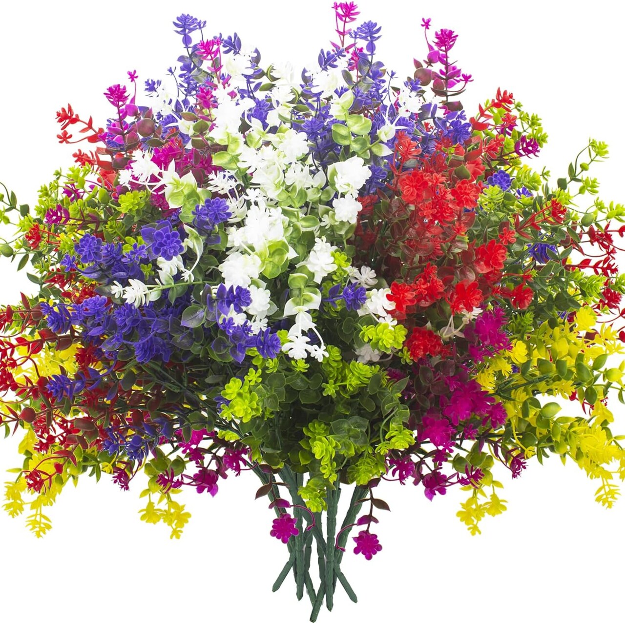 Artificial Flowers, 12 Bundles Summer Bouquets Outdoor Fake Flowers